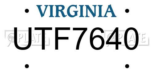 UTF7640 Virginia License Plate