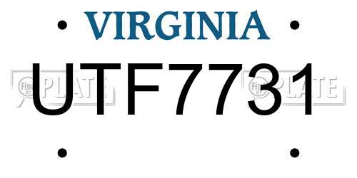 UTF7731 Virginia License Plate