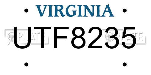 UTF8235 Virginia License Plate