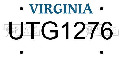 UTG1276 Virginia License Plate