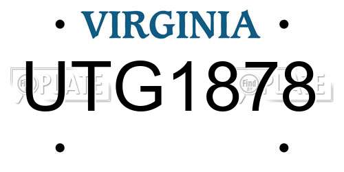 UTG1878 Virginia License Plate