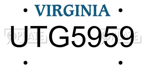 UTG5959 Virginia License Plate