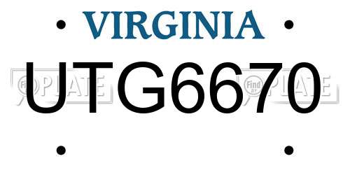 UTG6670 Virginia License Plate