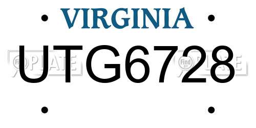 UTG6728 Virginia License Plate