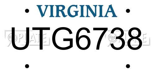 UTG6738 Virginia License Plate