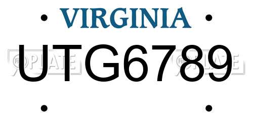 UTG6789 Virginia License Plate