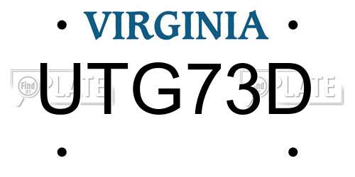 UTG73D Virginia License Plate