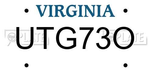 UTG73O Virginia License Plate