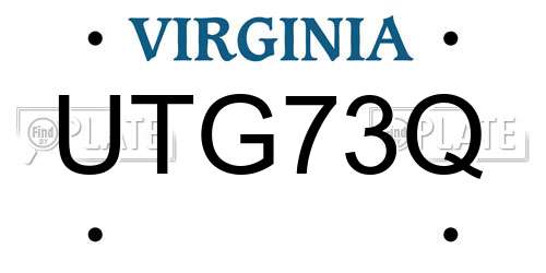UTG73Q Virginia License Plate
