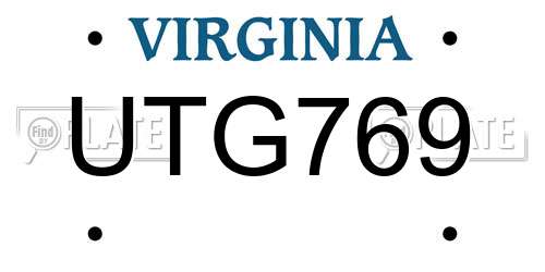 UTG769 Virginia License Plate