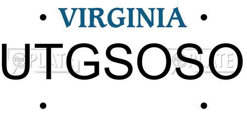 UTGSOSO Virginia License Plate