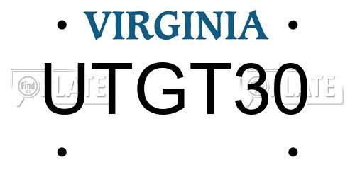 UTGT30 Virginia License Plate