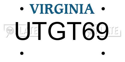 UTGT69 Virginia License Plate