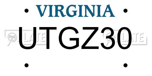UTGZ30 Virginia License Plate