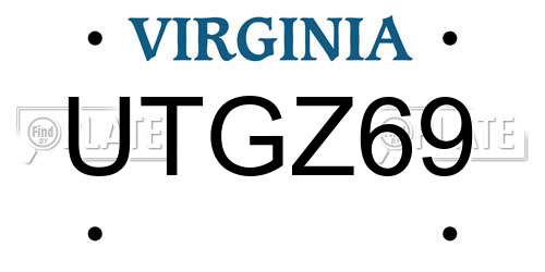 UTGZ69 Virginia License Plate