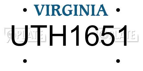 UTH1651 Virginia License Plate