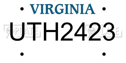 UTH2423 Virginia License Plate