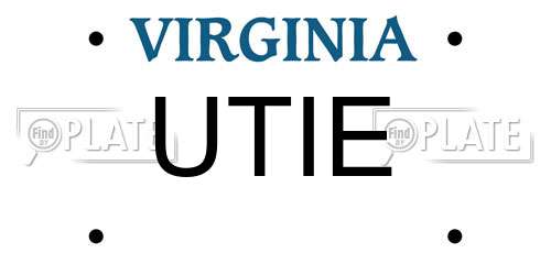 UTIE Virginia License Plate