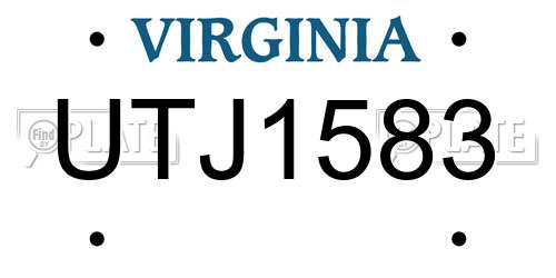 UTJ1583 Virginia License Plate