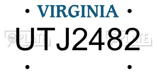UTJ2482 Virginia License Plate