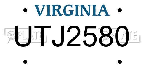 UTJ2580 Virginia License Plate
