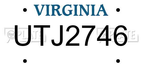 UTJ2746 Virginia License Plate