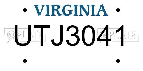 UTJ3041 Virginia License Plate