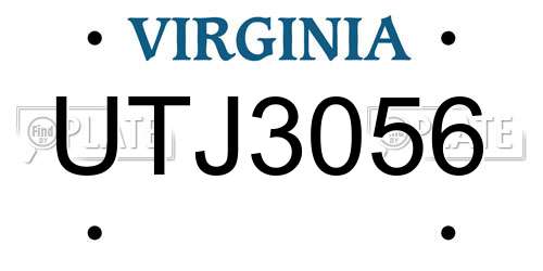 UTJ3056 Virginia License Plate