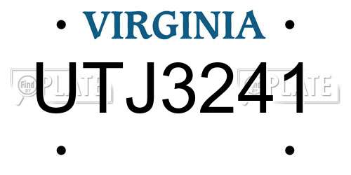 UTJ3241 Virginia License Plate
