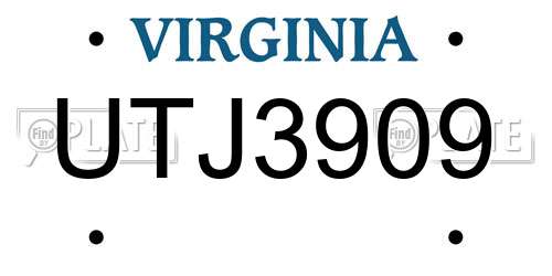UTJ3909 Virginia License Plate
