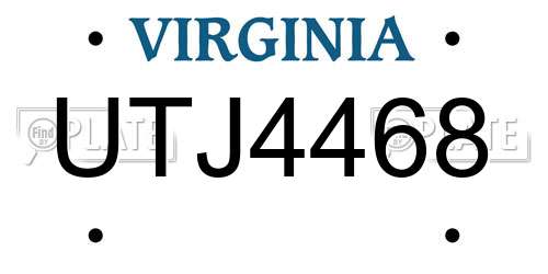 UTJ4468 Virginia License Plate