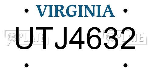 UTJ4632 Virginia License Plate