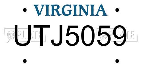 UTJ5059 Virginia License Plate