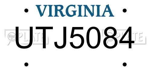 UTJ5084 Virginia License Plate