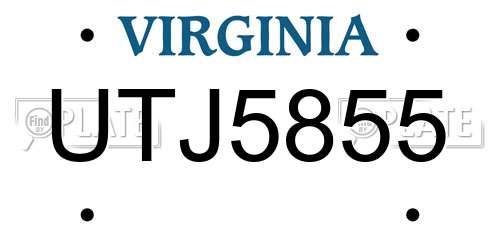 UTJ5855 Virginia License Plate