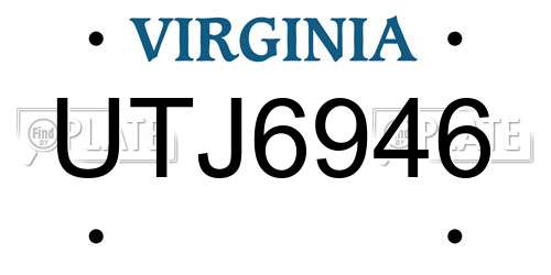 UTJ6946 Virginia License Plate
