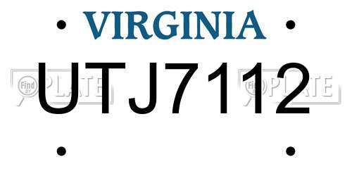UTJ7112 Virginia License Plate
