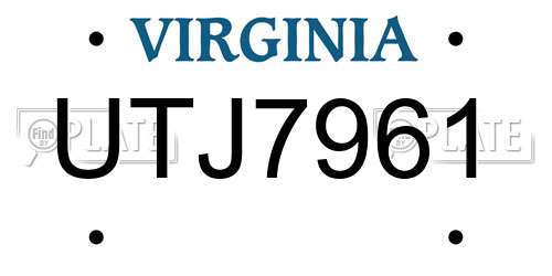UTJ7961 Virginia License Plate