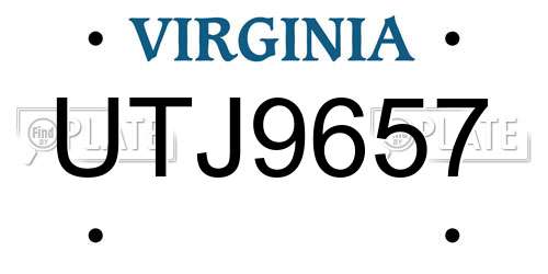 UTJ9657 Virginia License Plate