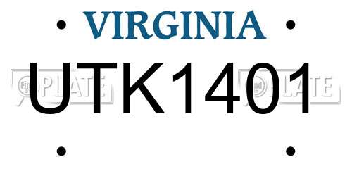 UTK1401 Virginia License Plate
