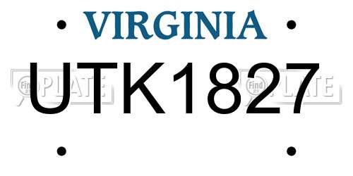 UTK1827 Virginia License Plate