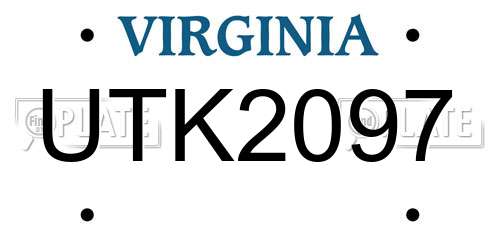 UTK2097 Virginia License Plate