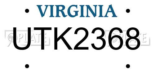 UTK2368 Virginia License Plate