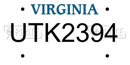 UTK2394 Virginia License Plate
