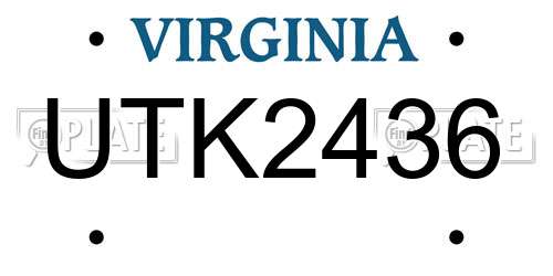 UTK2436 Virginia License Plate