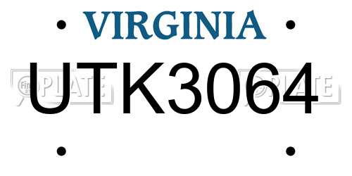 UTK3064 Virginia License Plate