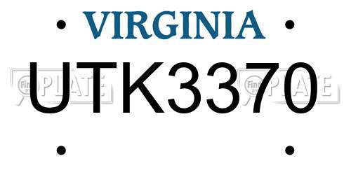 UTK3370 Virginia License Plate
