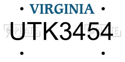 UTK3454 Virginia License Plate