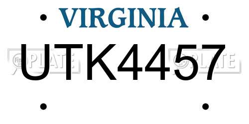 UTK4457 Virginia License Plate