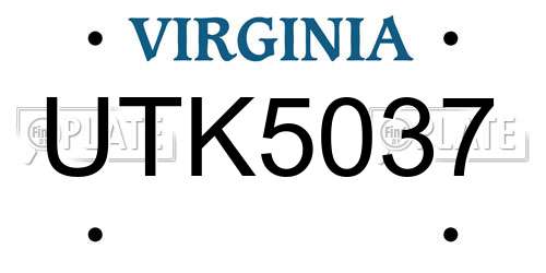 UTK5037 Virginia License Plate